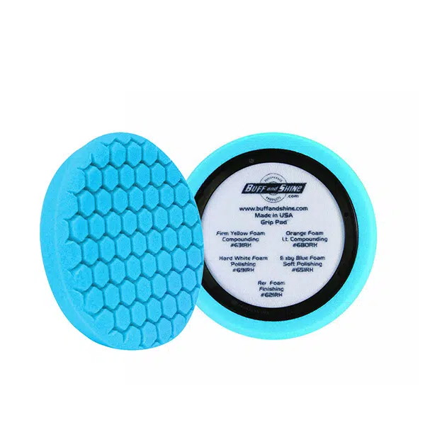 BUFF AND SHINE – EURO LIGHT BLUE SOFT POLISHING HEX FACED FOAM GRIP PAD