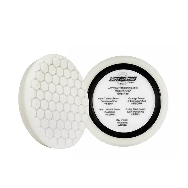 BUFF AND SHINE – EURO WHITE POLISHING HEX FACED FOAM GRIP PAD