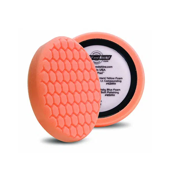BUFF AND SHINE – EURO ORANGE MEDIUM CUTTING HEX FACED FOAM GRIP PAD